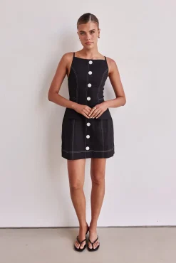 Belinda Denim Mini Dress (Black)