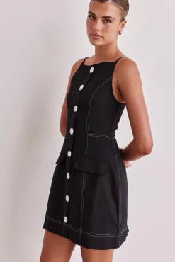 Belinda Denim Mini Dress (Black)