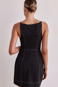 Belinda Denim Mini Dress (Black)
