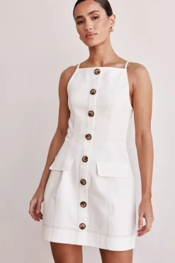 Belinda Denim Mini Dress (White)