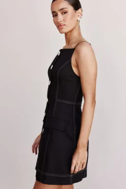Belinda Denim Mini Dress (Black)