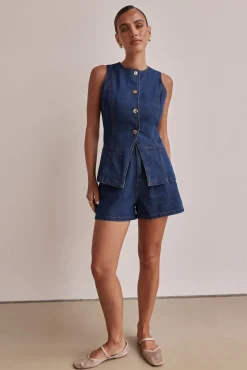 Jules Denim Vest (Blue)