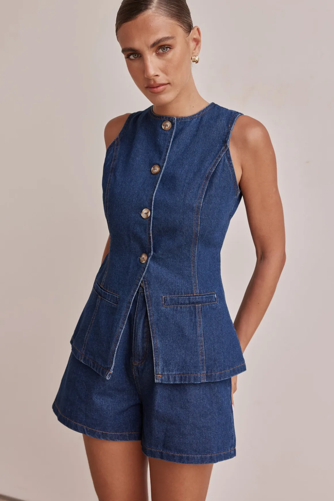 Jules Denim Vest (Blue)