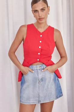 Selene Denim Mini Skirt (Blue)