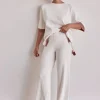 Selenia Ribbed Knit Pant (Cream)