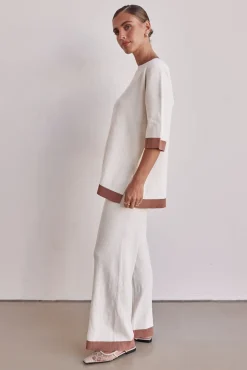 Selenia Ribbed Knit Pant (Cream)