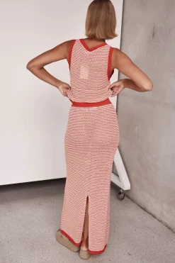 Val Knit Maxi Skirt (Red)