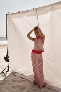Val Knit Maxi Skirt (Red)