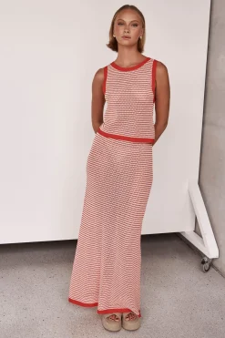Val Knit Maxi Skirt (Red)