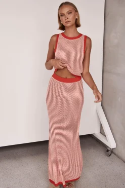 Val Knit Maxi Skirt (Red)